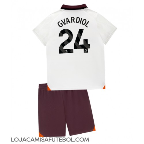 Camisa de Futebol Manchester City Josko Gvardiol #24 Equipamento Secundário Infantil 2023-24 Manga Curta (+ Calças curtas)